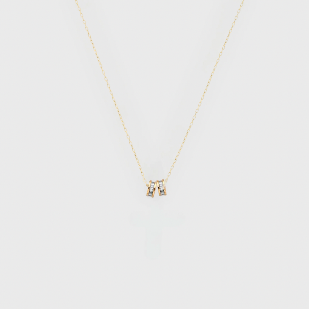 14k baguette slider necklace