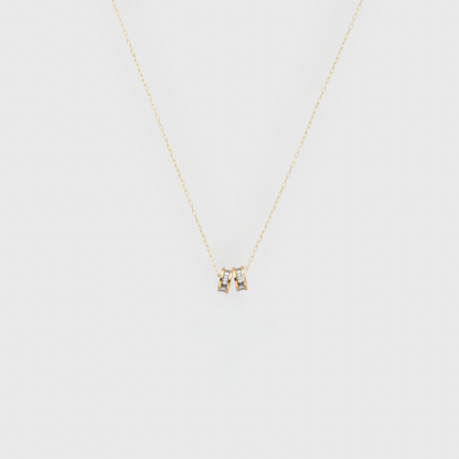 14k baguette slider necklace