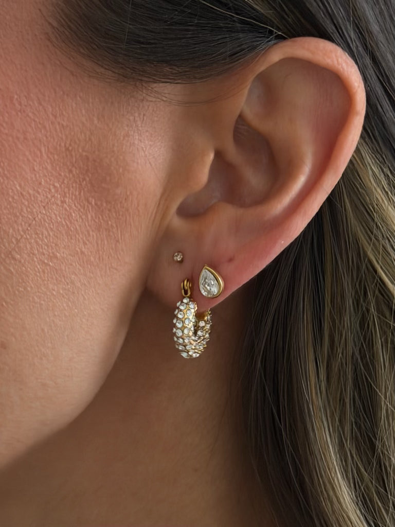 noel pavé mini hoops + juliette teardrop studs earring set
