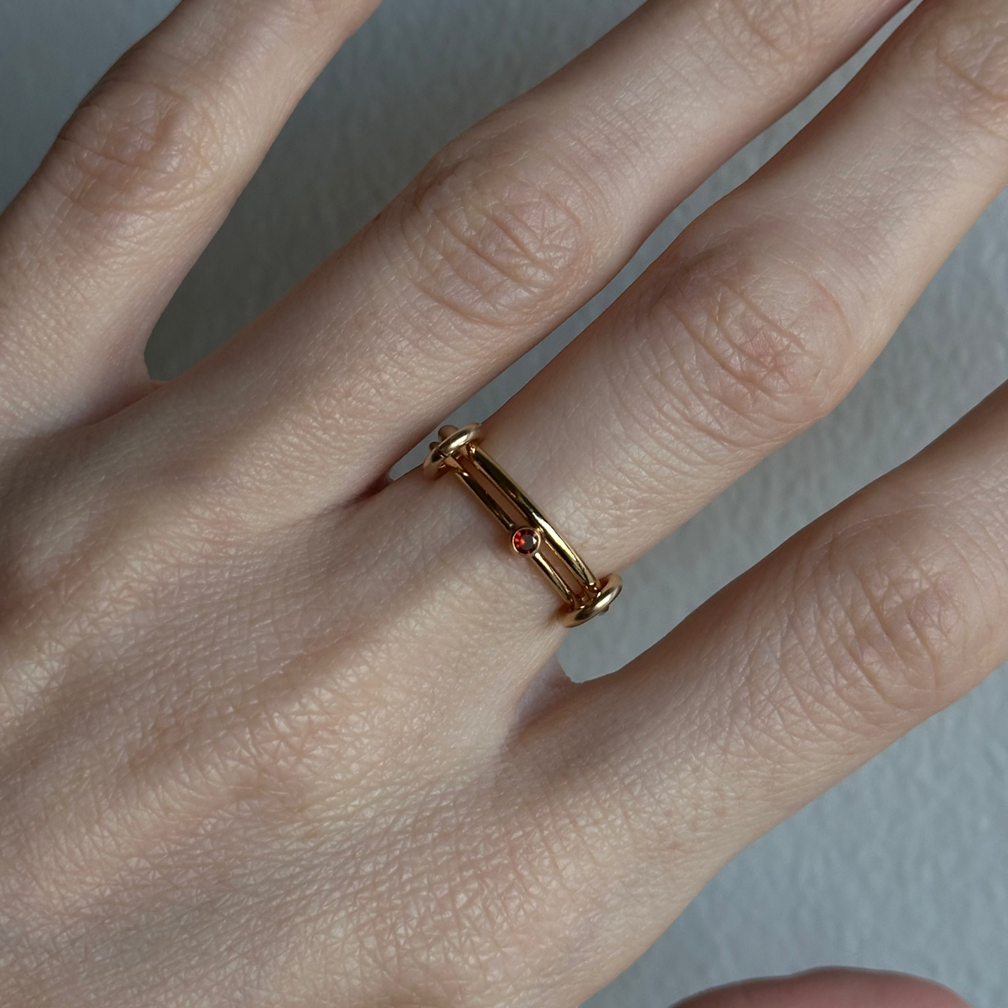 january birthstone linked ring