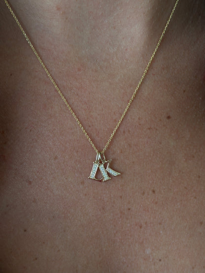 14k multi-letter pavé block initial necklace