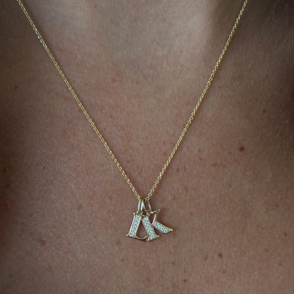 14k multi-letter pavé block initial necklace