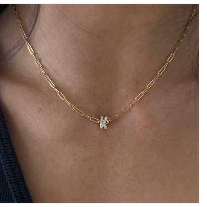 pavé initial necklace