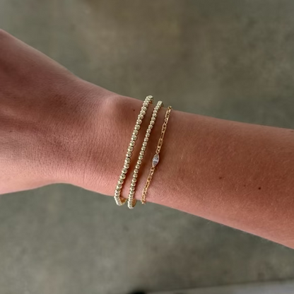 dainty juno + marquise stone aurora mariner bracelet three stack (2+3mm)