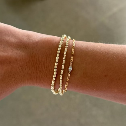dainty juno + marquise stone aurora mariner bracelet three stack (2+3mm)
