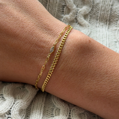 marquise stone aurora mariner + gabi curb bracelet two stack
