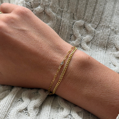 marquise stone aurora mariner + gabi curb bracelet two stack