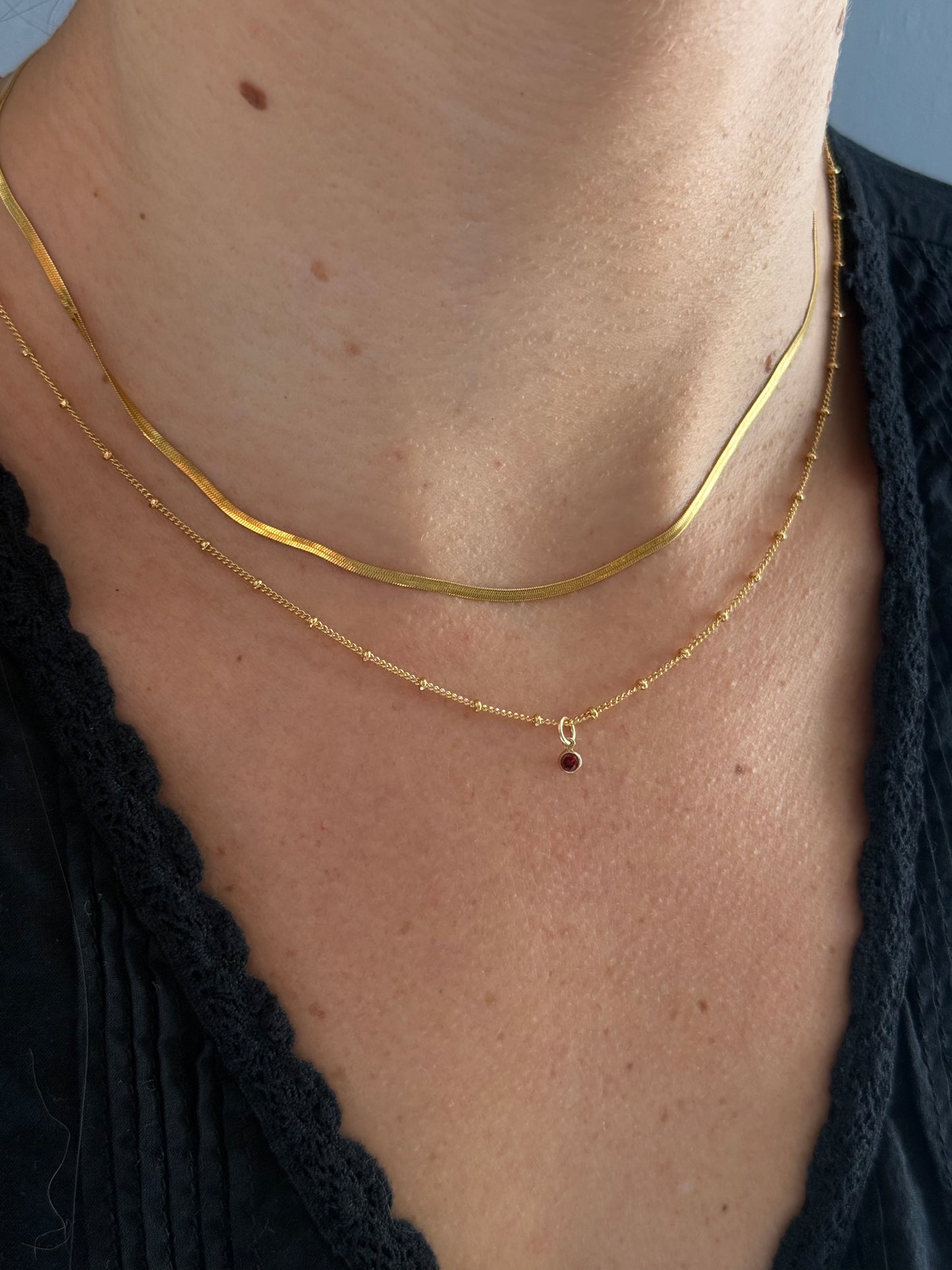 Gabi-Halsband + Geburtsstein-Halskette im Layering-Set