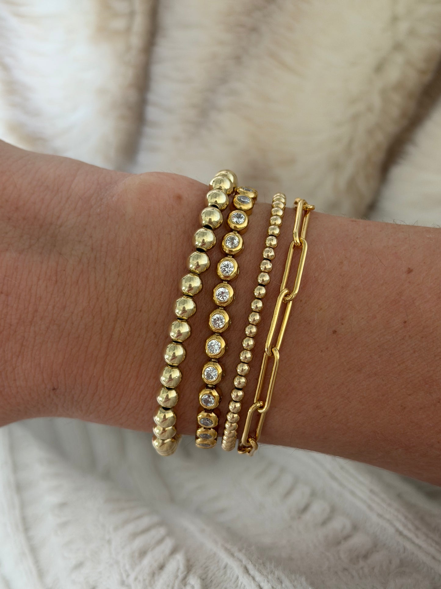 bezel tennis bracelet (gold)