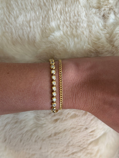 bezel tennis bracelet (gold)