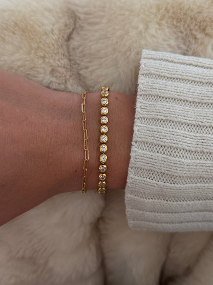 bezel tennis bracelet (gold)