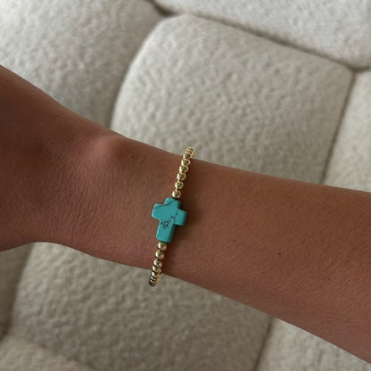 turquoise cross juno bead bracelet (4mm)