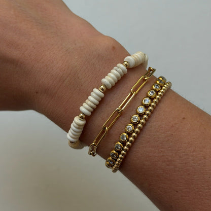 oatmeal white beaded bracelet