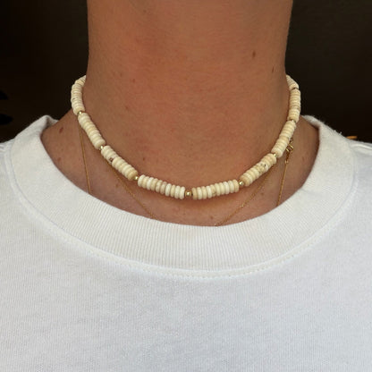 oatmeal white beaded necklace