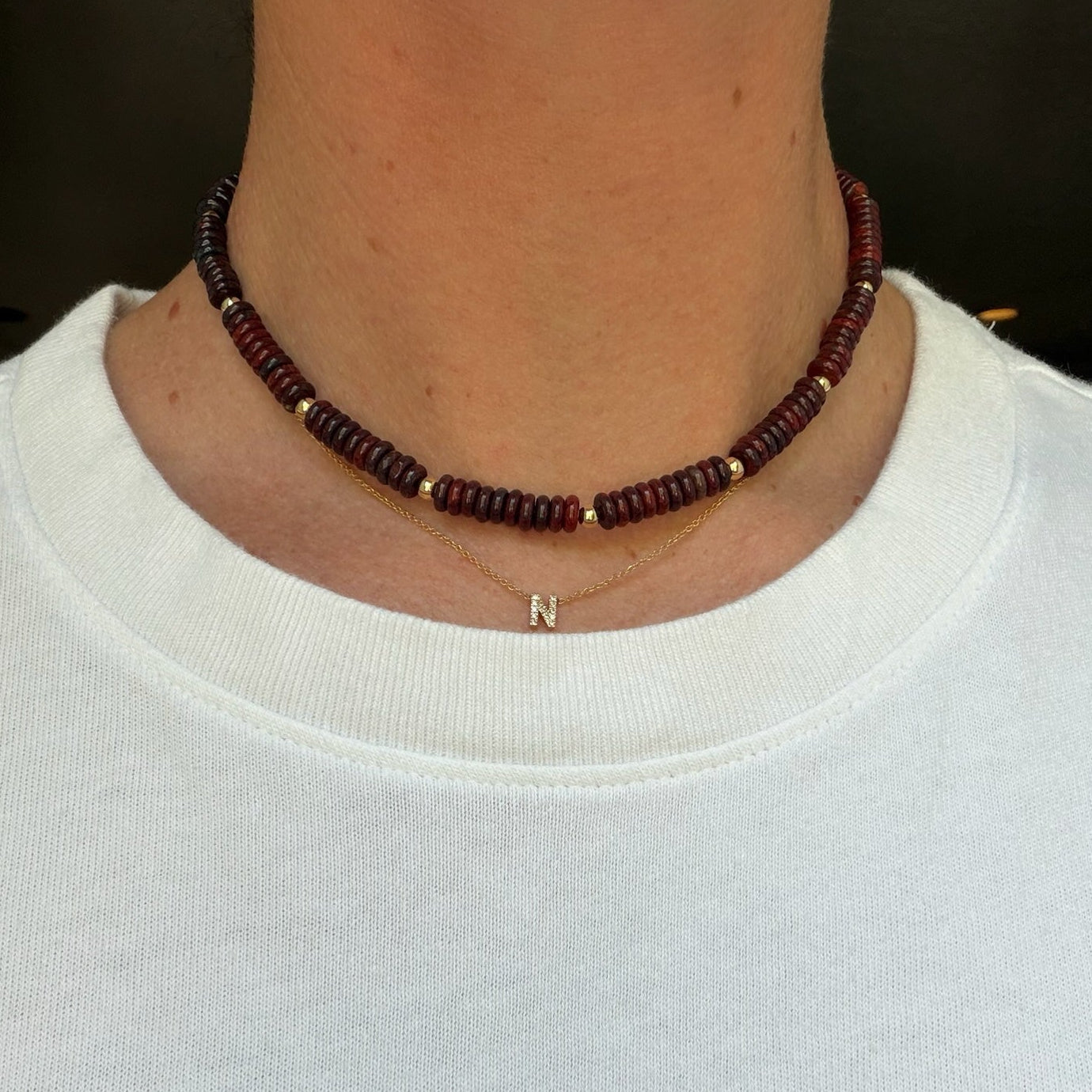 dark chocolate beaded necklace