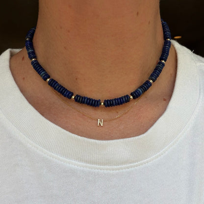 lapis lazuli blue beaded necklace