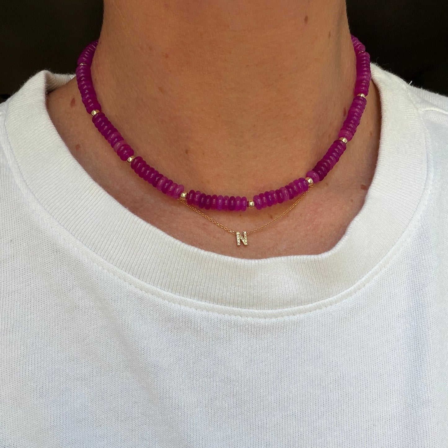 fuchsia beaded necklace
