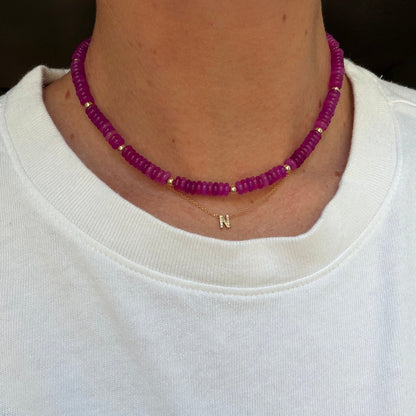 fuchsia beaded necklace