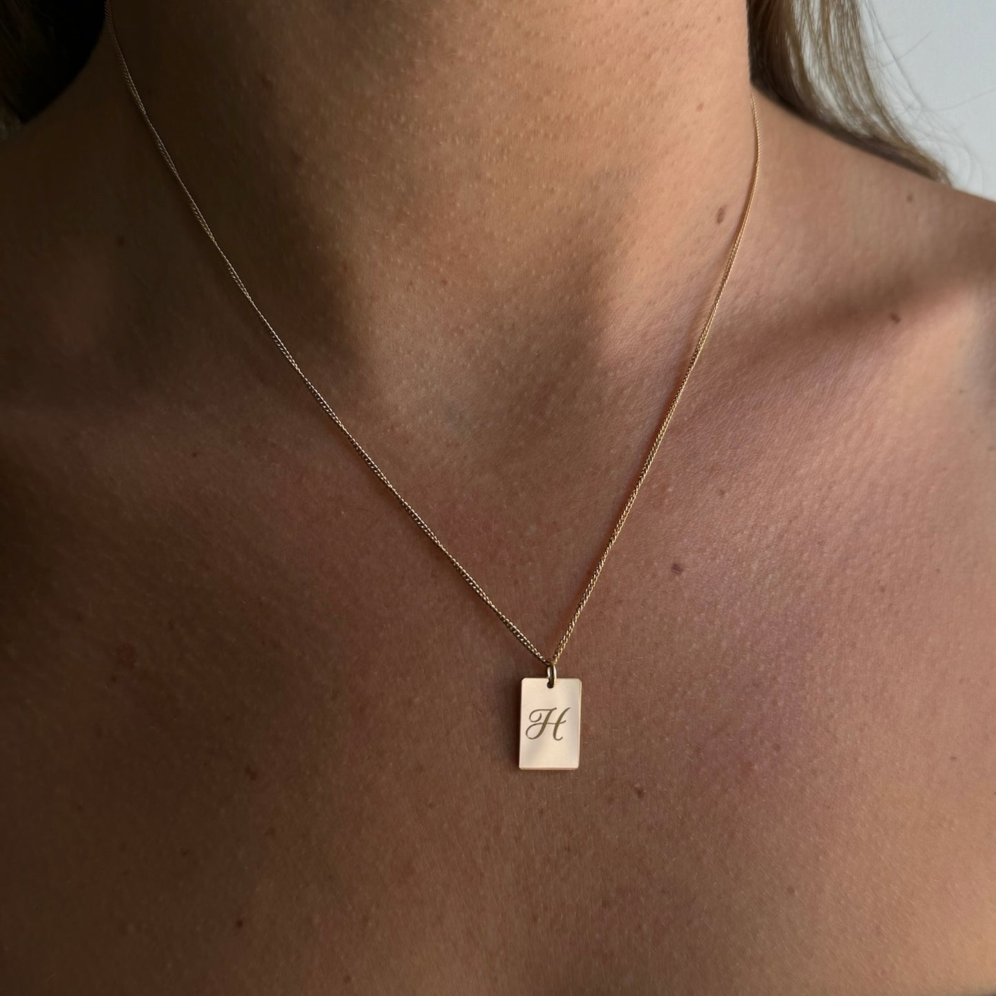 dog tag initial necklace