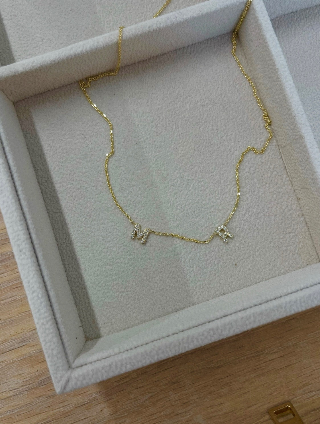 10k/14k diamond initial necklace