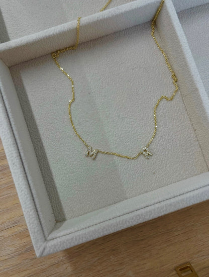 10k/14k diamond initial necklace