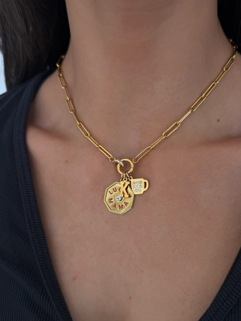 cuffed charm necklace