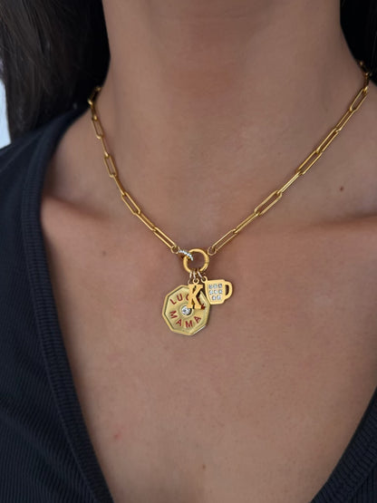 cuffed charm necklace