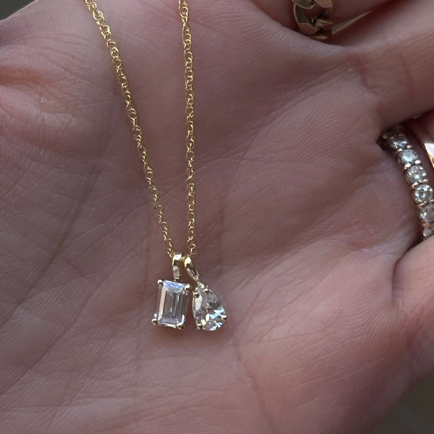 14k two stone necklace