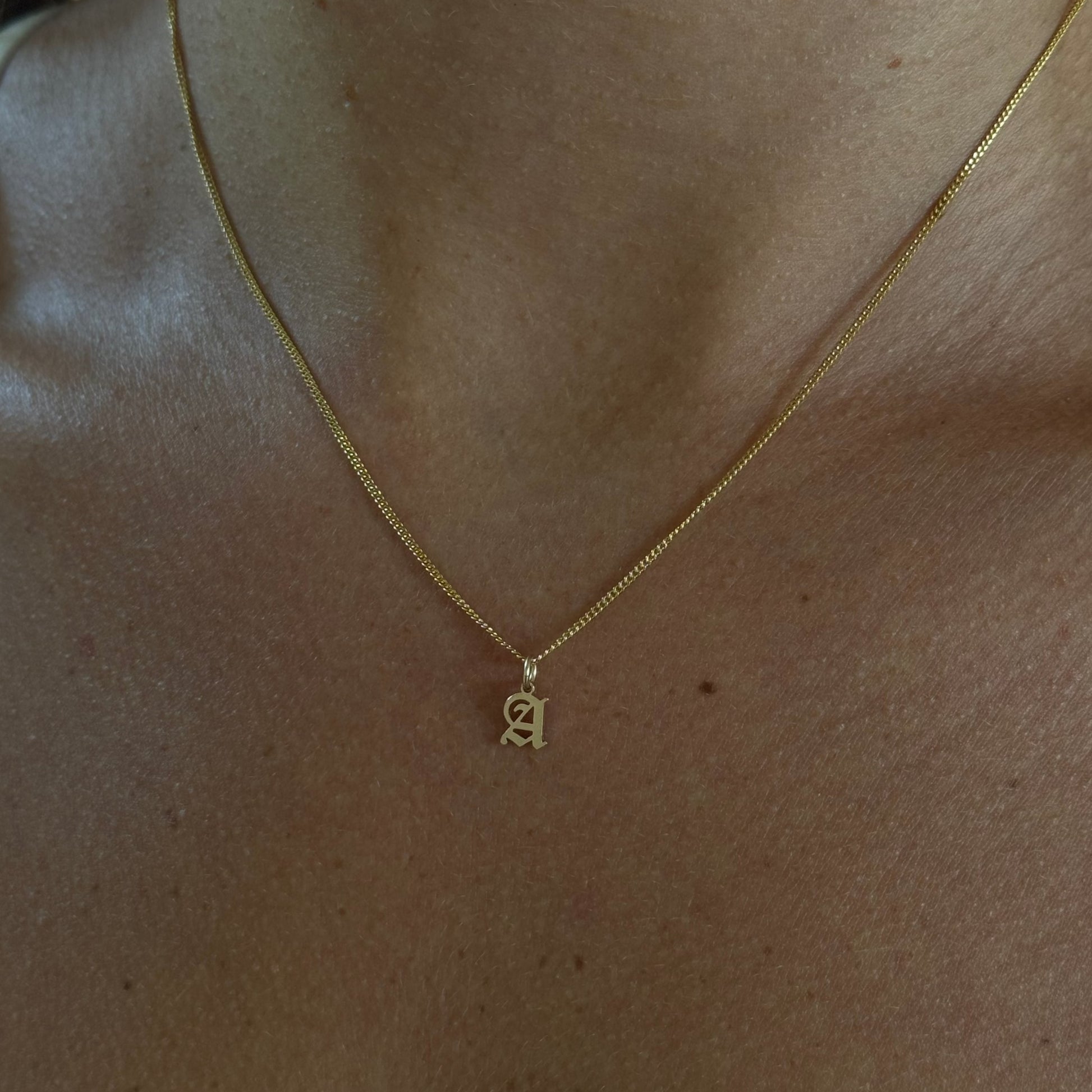 old english initial necklace