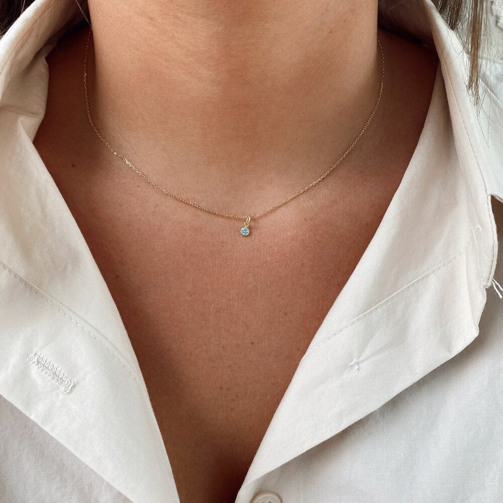 14-Karat-Geburtsstein-Halskette (alle 12 Monate)