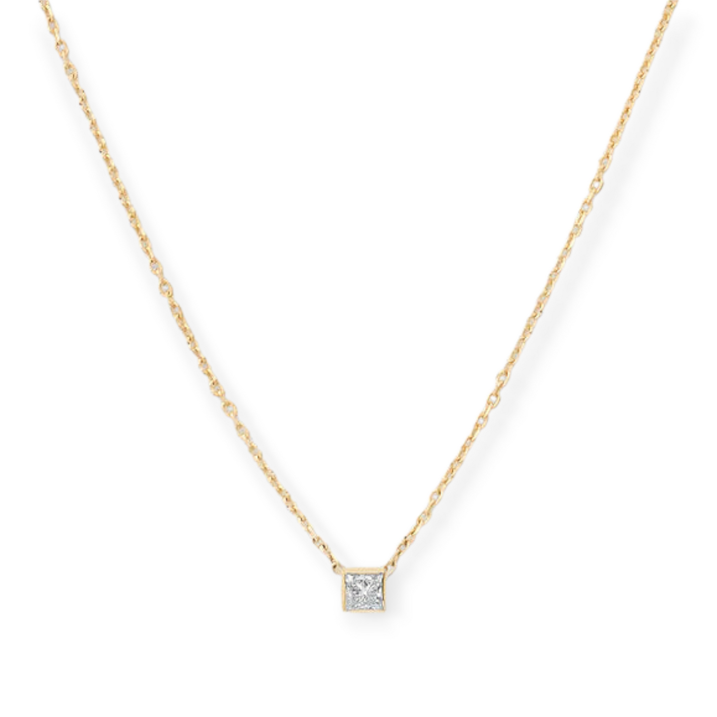 14k everyday square diamond necklace