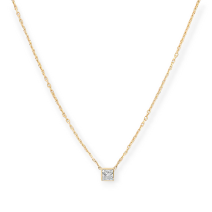 14k everyday square diamond necklace