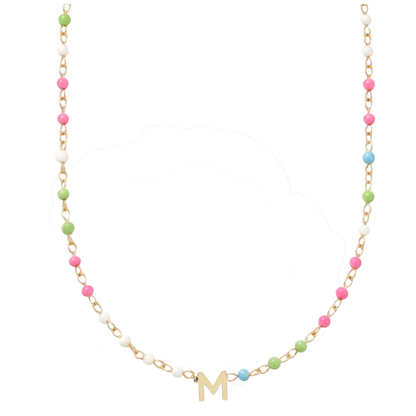 dainty colorful dotted initial necklace