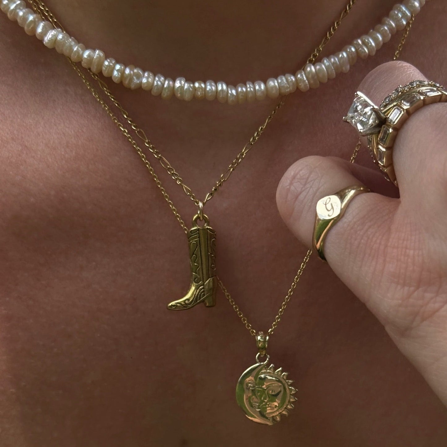 americana cowboy boot necklace