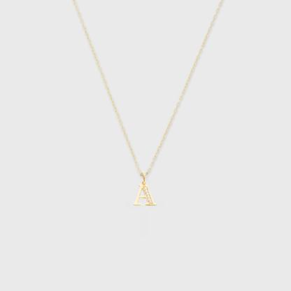 14k pavé block initial necklace