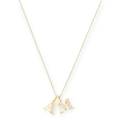 14k multi-letter pavé block initial necklace