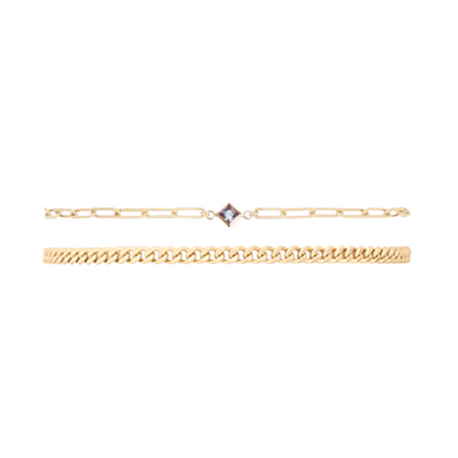 birthstone + gabi curb bracelet stack