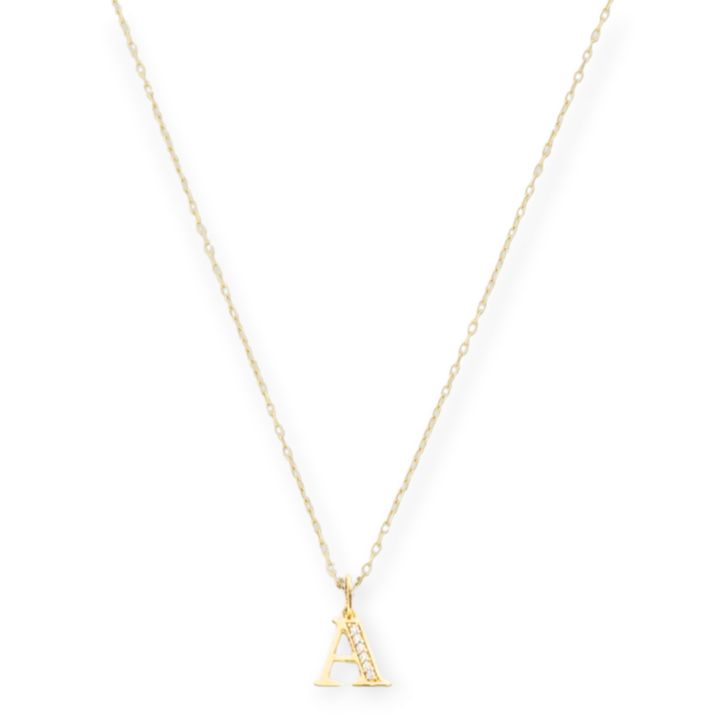 14k pavé block initial necklace