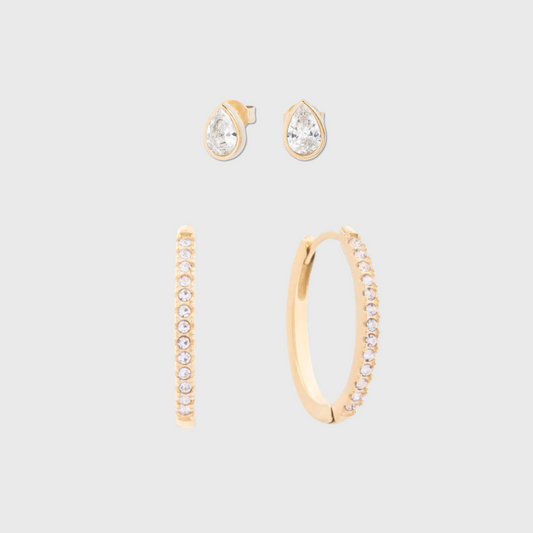 rocky oval hoops + juliette teardrop studs earring set