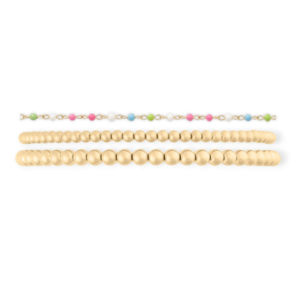 colorful dotted + juno bead bracelet three stack (1+3+4mm)