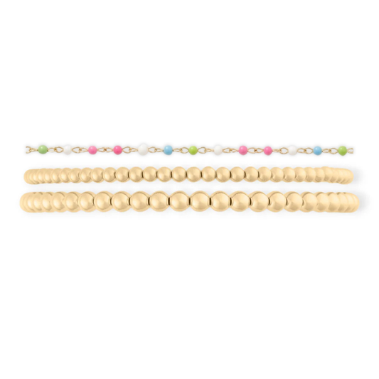 colorful dotted + juno bead bracelet three stack (1+3+4mm)