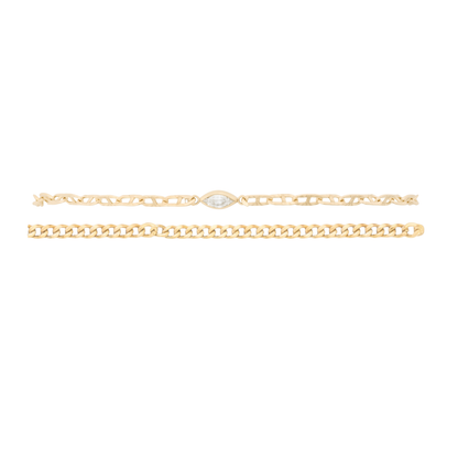 marquise stone aurora mariner + gabi curb bracelet two stack