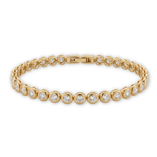 bezel tennis bracelet (gold)