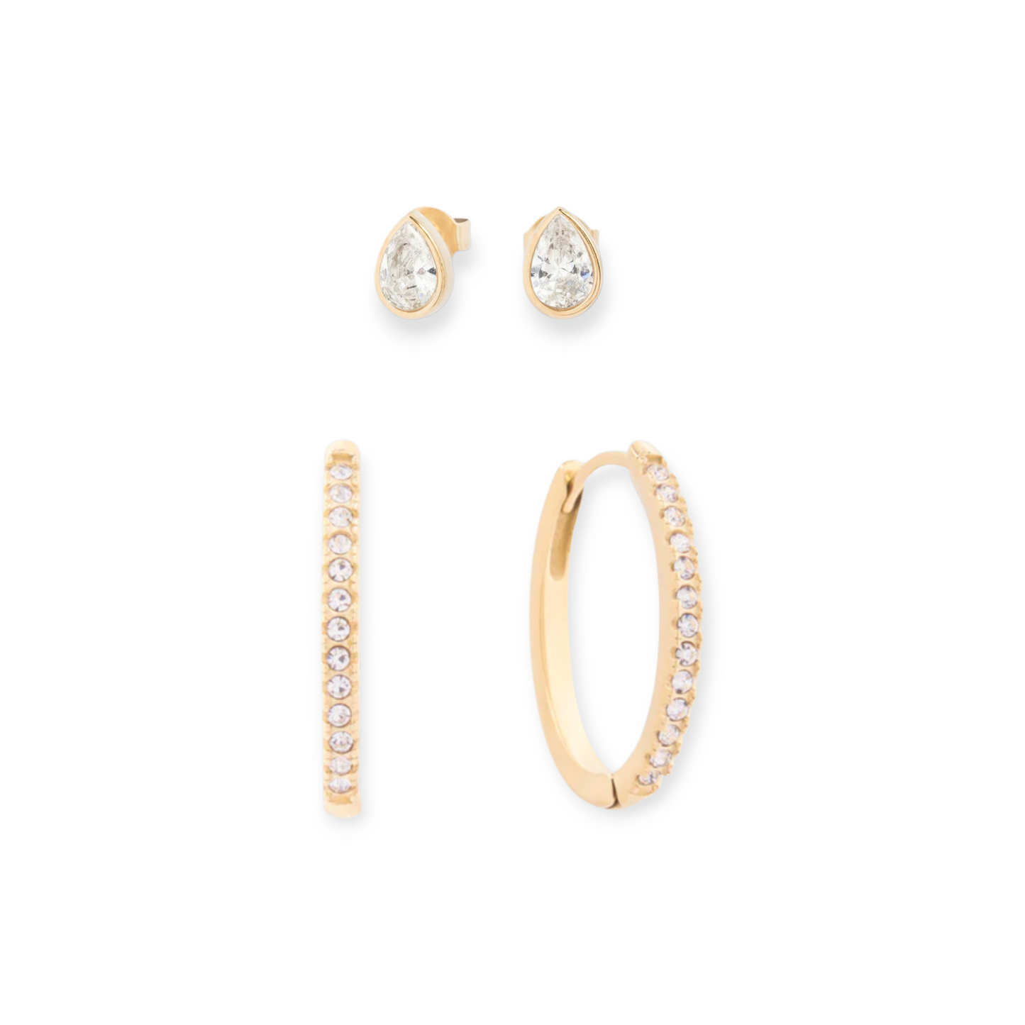 rocky oval hoops + juliette teardrop studs earring set