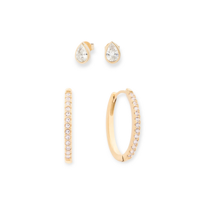 rocky oval hoops + juliette teardrop studs earring set