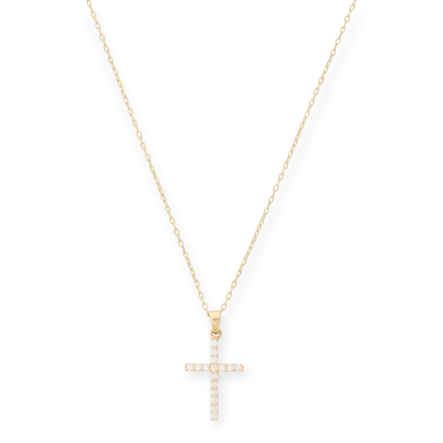 14k pavé cross necklace