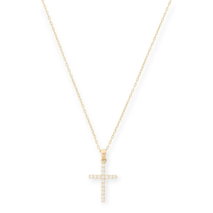 14k pavé cross necklace