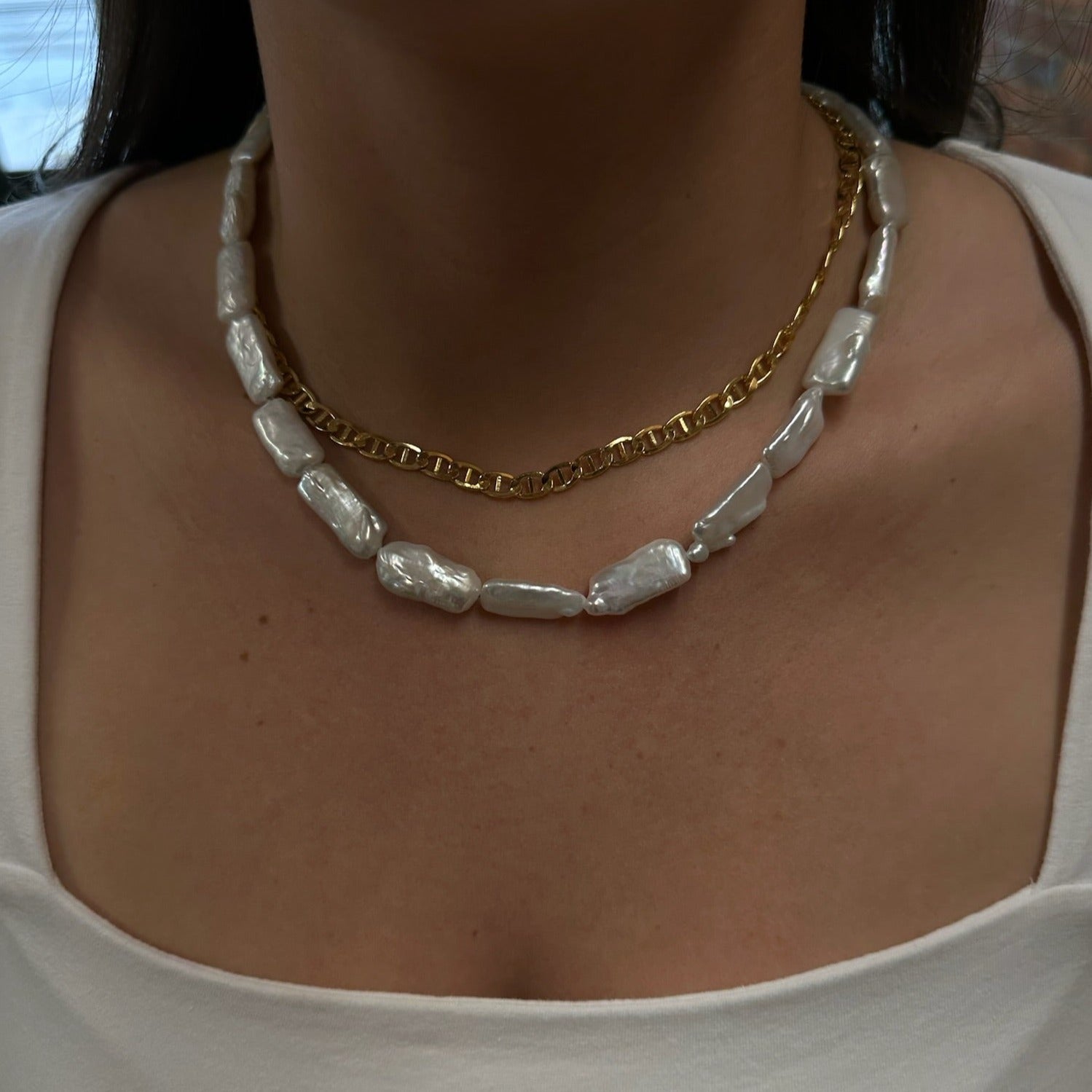 chunky baroque pearl necklace