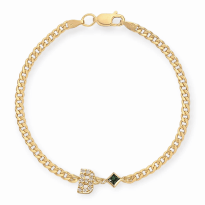 pavé initial + birthstone bracelet
