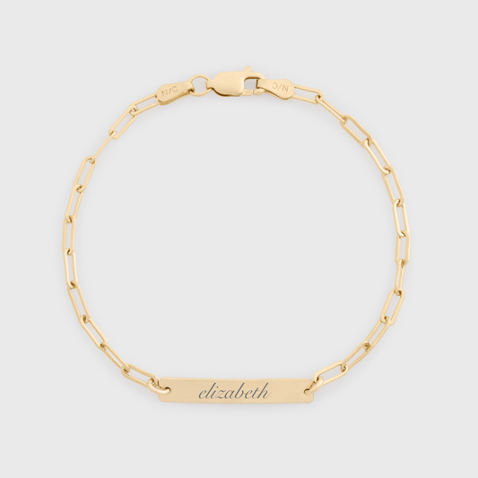 custom nameplate paperclip bracelet